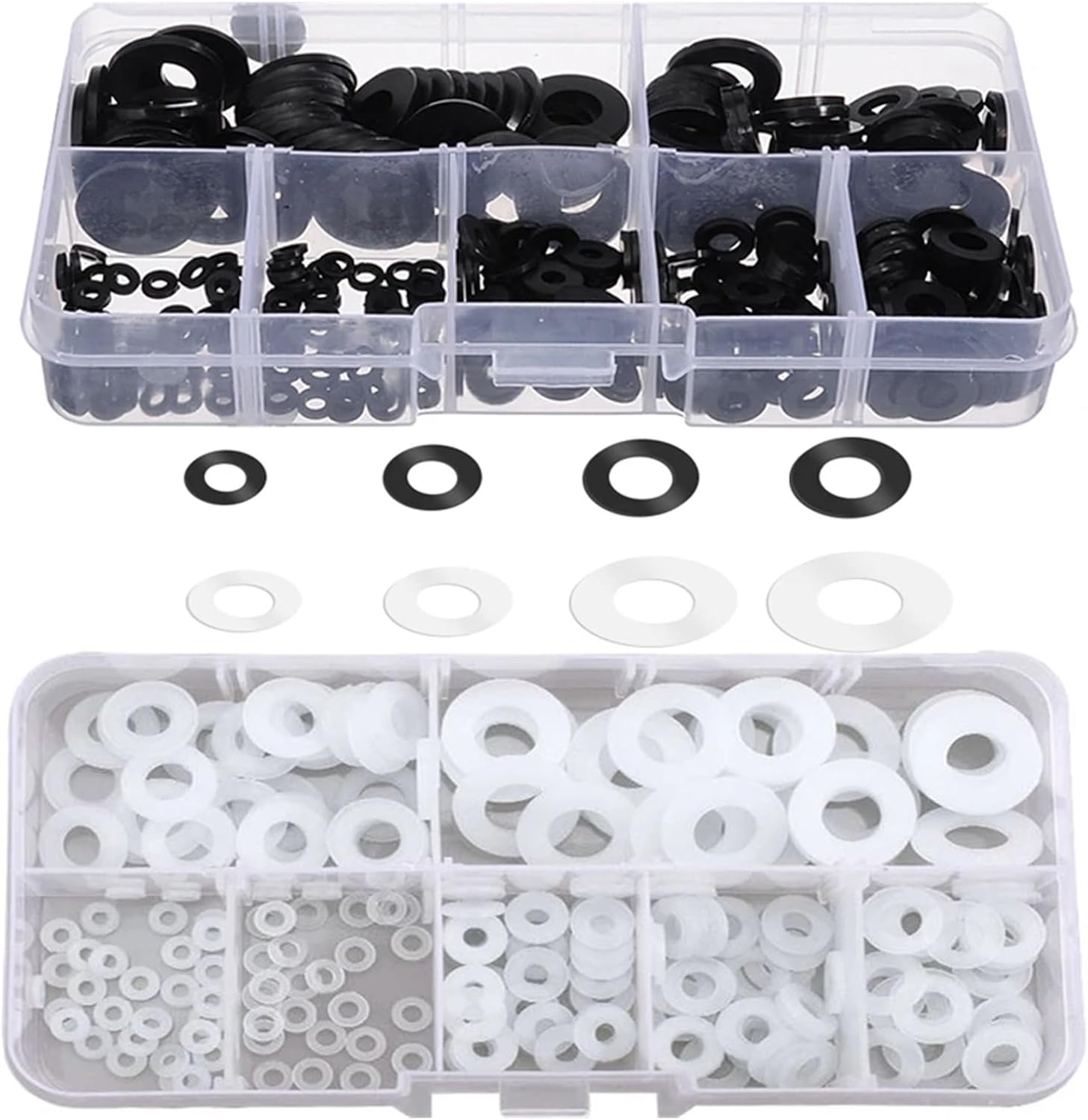 Hardware Fittings 250pcs M2 M2.5 M3 M4 M5 M6 M8 White Black Hard Nylon Plastic Flat Washer Plane Spacer Insulation Seals Gasket Ring Seal Washer(Black)