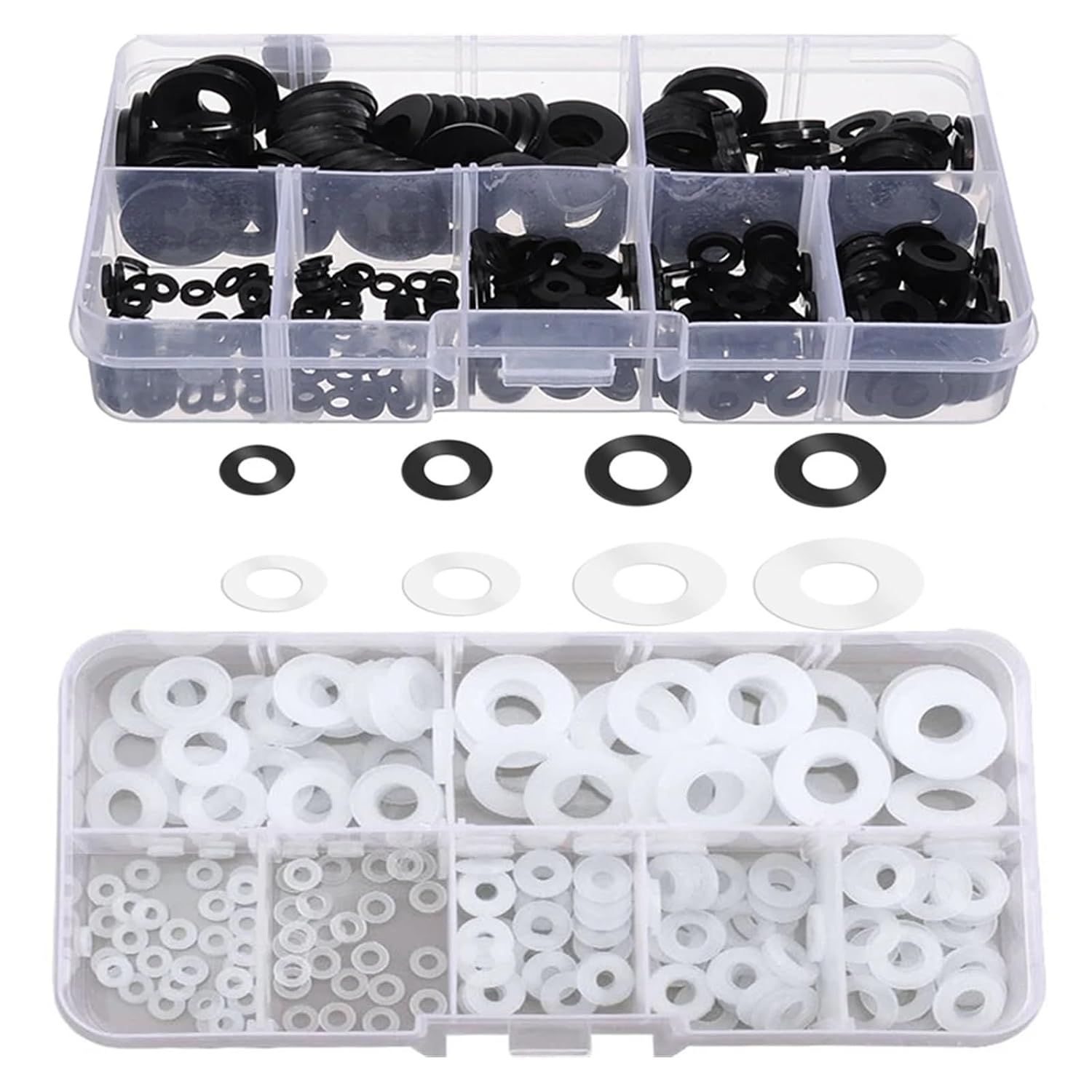 Sealing Gasket 250pcs M2 M2.5 M3 M4 M5 M6 M8 White Black Hard Nylon Plastic Flat Washer Plane Spacer Insulation Seals Gasket Ring Sealing Gasket(White)
