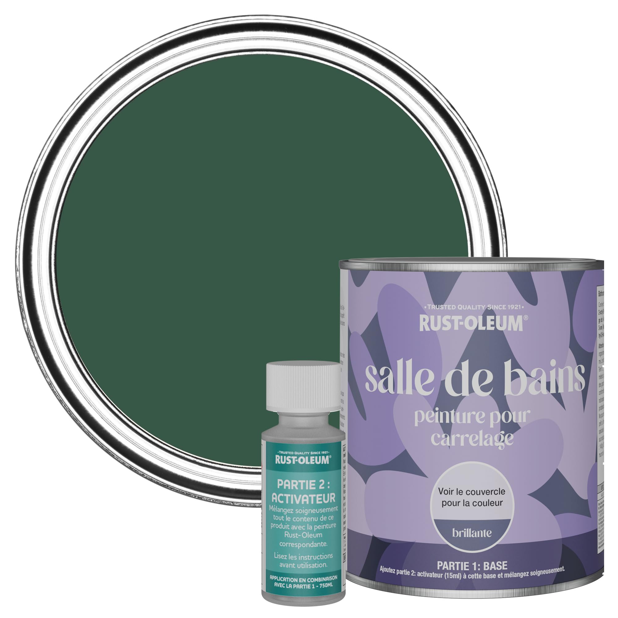 Rust-Oleum Green Water-Resistant Bathroom Tile Paint in Gloss Finish - The Pinewoods 750ml