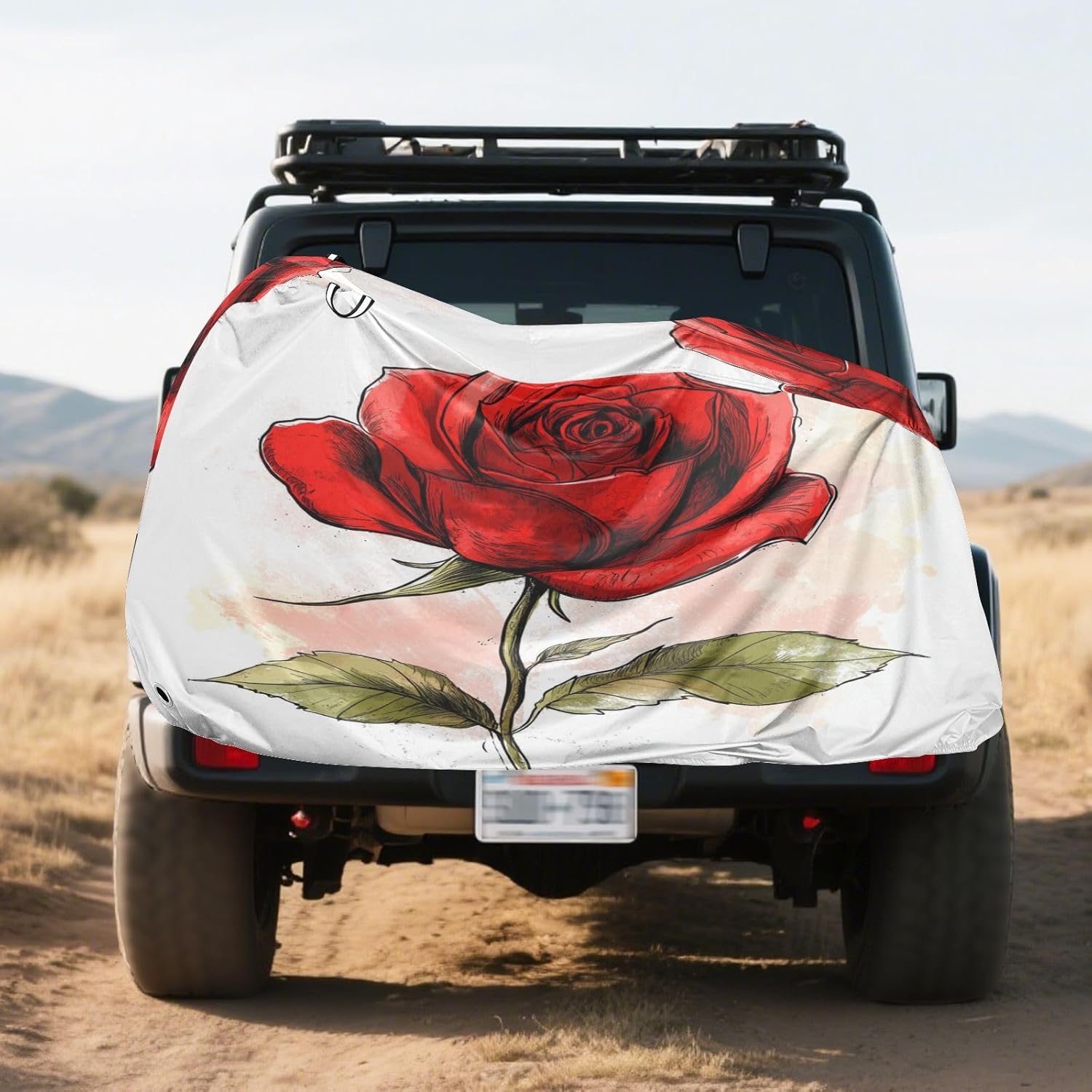 ALAZA Red Rose Flower Ink Bike Cover Waterproof Outdoor Ebike Bicycle Covers Tarp Protection for 1/2 Bikes, Sun UV Dust Wind Proof