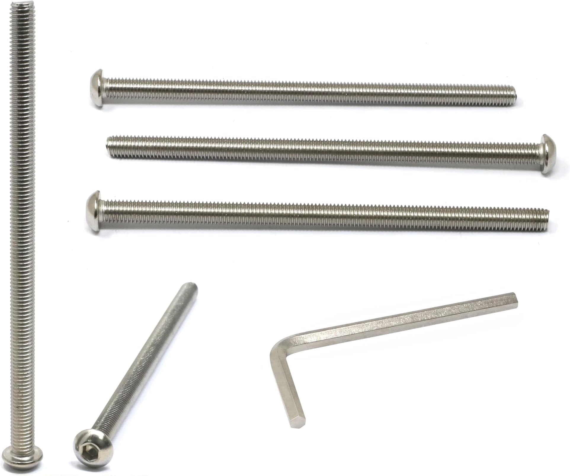 iexcell 5 Pcs M8 x 150mm Thread Pitch 1.25 mm Stainless Steel 304 Hex Socket Button Head Cap Screws Bolts Kit