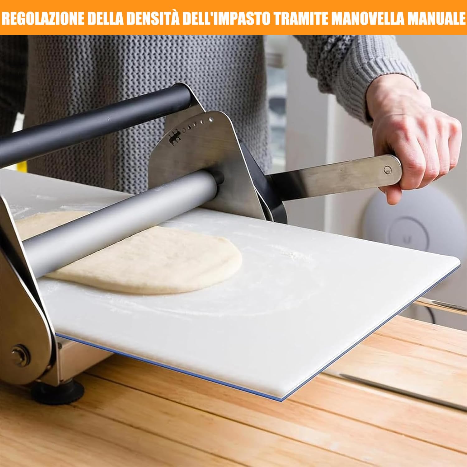 Sfogliatrice Manuale per Pasta Sfoglia | Macchina per Stendere la Pasta per Croissant, Pizza e Dolci | Ideale per Casa e Pasticceria | Spessore Regolabile 2–25 mm, Design Pieghevole Salvaspazio Large