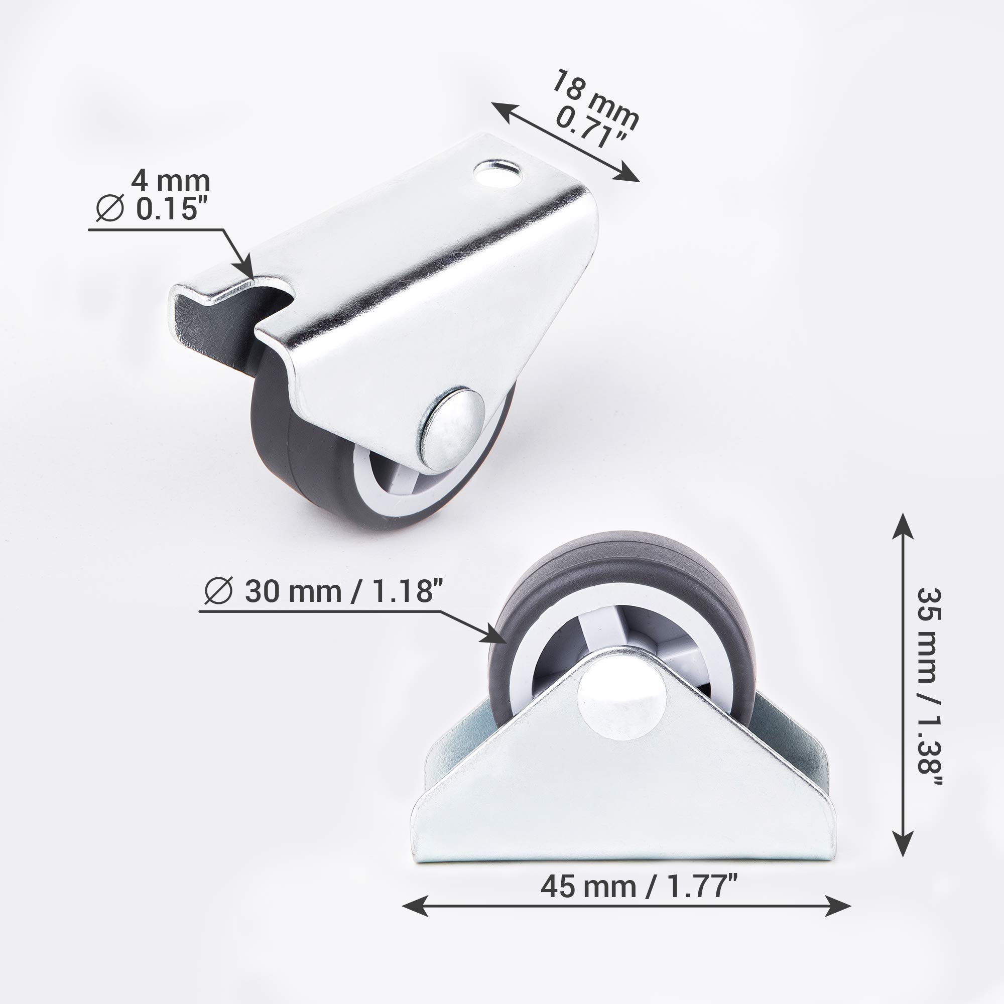 Set 20 Ruote Fisse In Gomma Da 1 Pollice - Per Carrelli, Mobili, Cassetti - Silenziose E Facili Da Installare - Foto 10