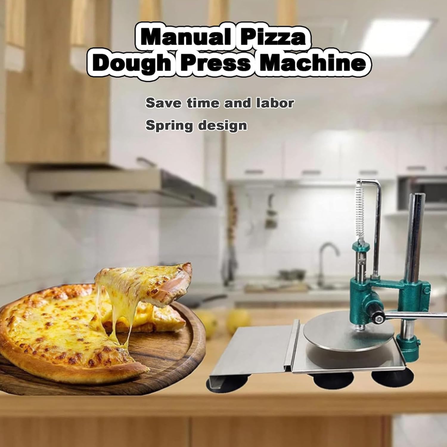 Pressa manuale per impasti per pizza, pressa per pasticceria domestica con braccio operativo esteso e piastra di pressione antiaderente, angolo dell'asta regolabile per fette sottili