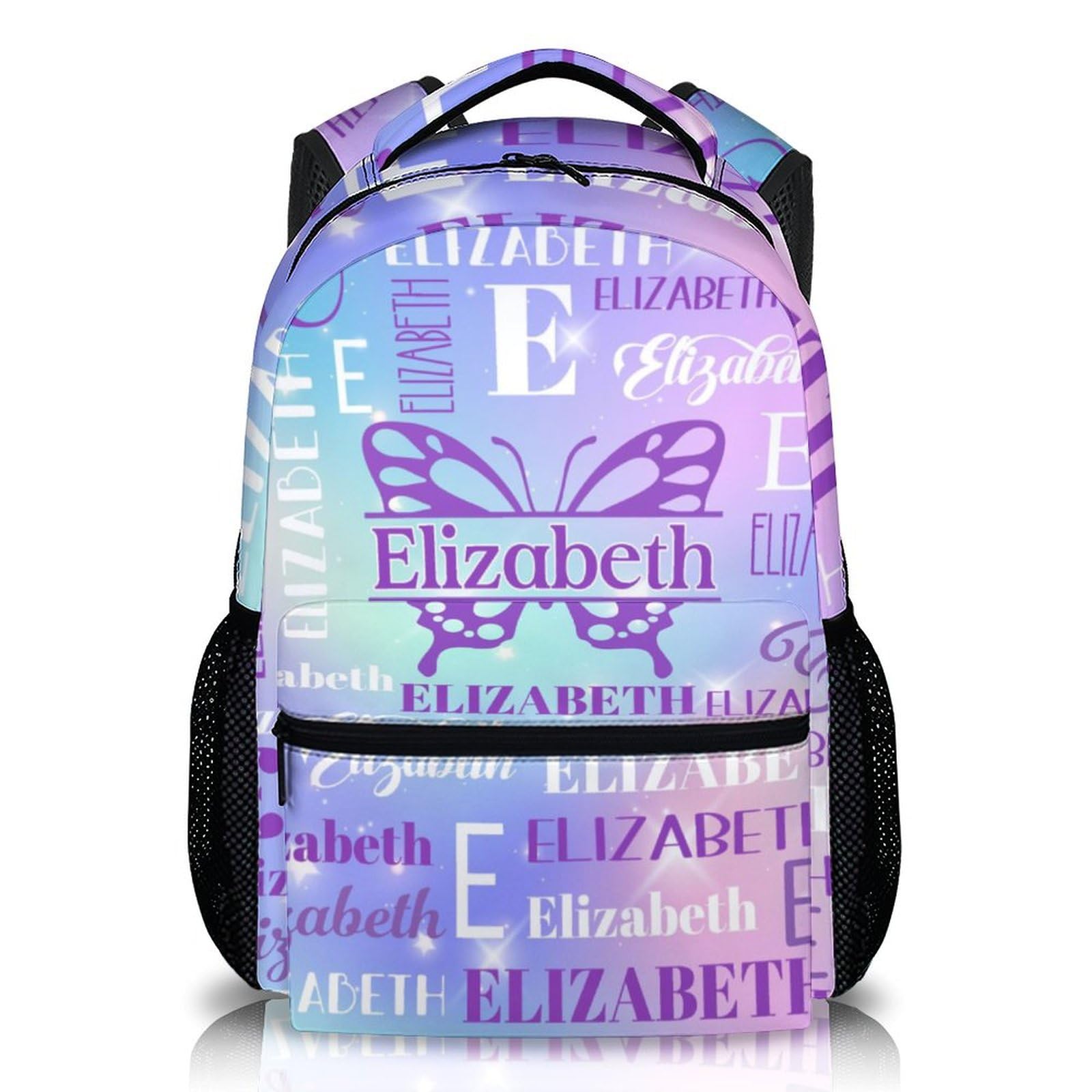 Backpack for Girls, Custom Name School Backpacks for Kindergarten Primary, Back to School Gifts, Personalized 17 Inches Casual Butterfly Bookbag with