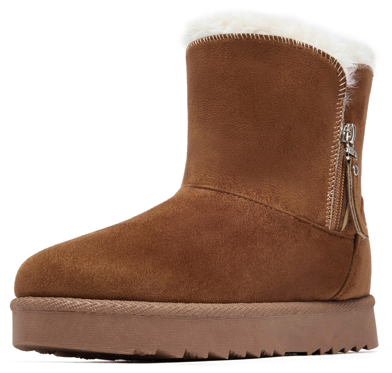 Winter Boots for Women Warm Ankle Boots Suede Faux Fur Lining Classic Zipper Anti-Slip Snow Booties Slippers Fashion