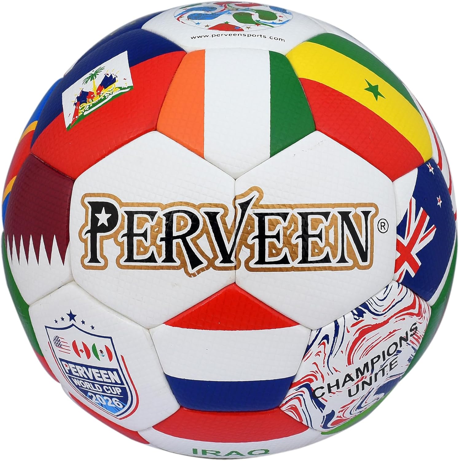 PERVEEN Official Pro Soccer Ball - Professional Match Thermal Bonded Football with Textured Grip Surface for Training, Games & Indoor, Outdoor Play (Rise Together)