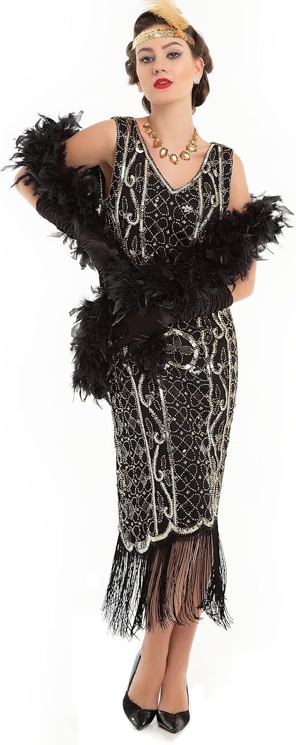 PrettyGuide Women's Flapper Dresses 1920s Gatsby Sequin Fringed Asymmetric Hem Roaring 20s Cocktail Dress - Image 3