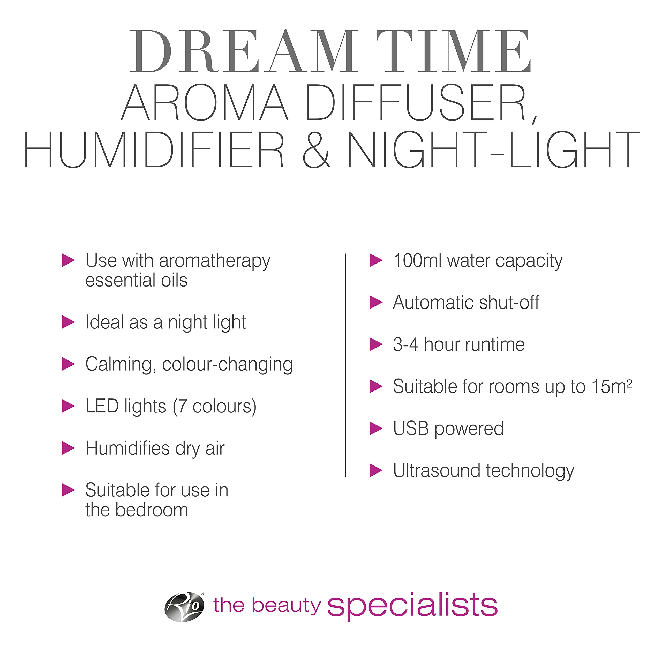 RIO DREAM TIME AROMA dyfuzor, nawilżacz i światło nocne