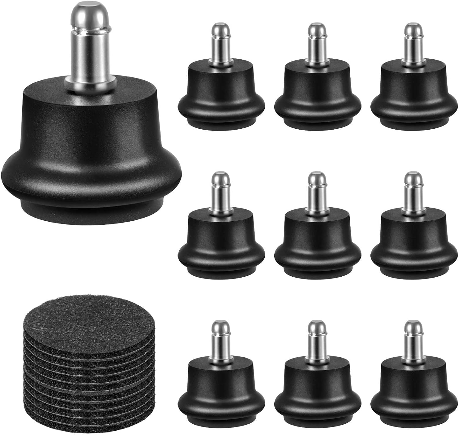 Bell Glides Replacement Office Chair, Caster Wheels Stopper Chair Feet with Separate Self Adhesive Felt Pads, Wheel for Carpet (Short Fixed Feet-15PCS)