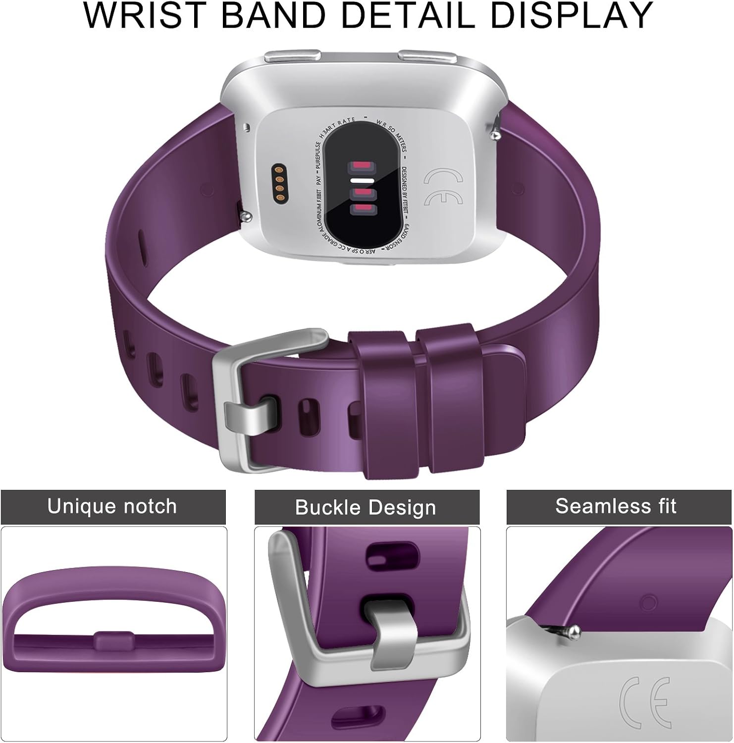 VANCLE Bands Compatible with Fitbit Versa Bands for Women Men Rose Gold Silicone Wristbands for Fitbit Versa Bands/Fitbit Versa Lite Bands/Fitbit Versa 2 Bands