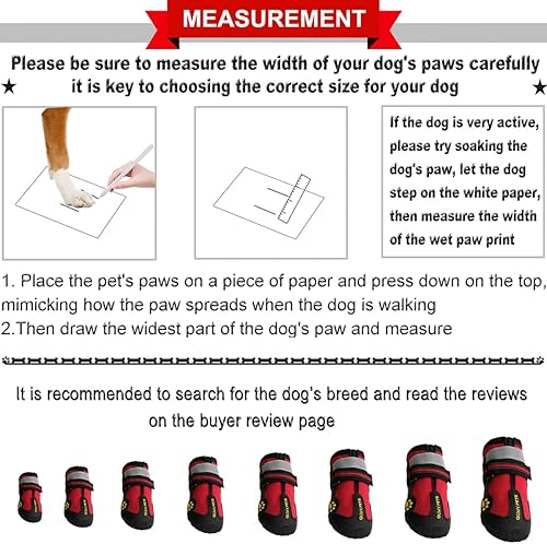 Miniatura 2 de QUMY - Botas impermeables para perros, con tiras reflectantes, suela antideslizante y rugosa, juego de 4 unidades (color rojo, talla 2 1.8 x