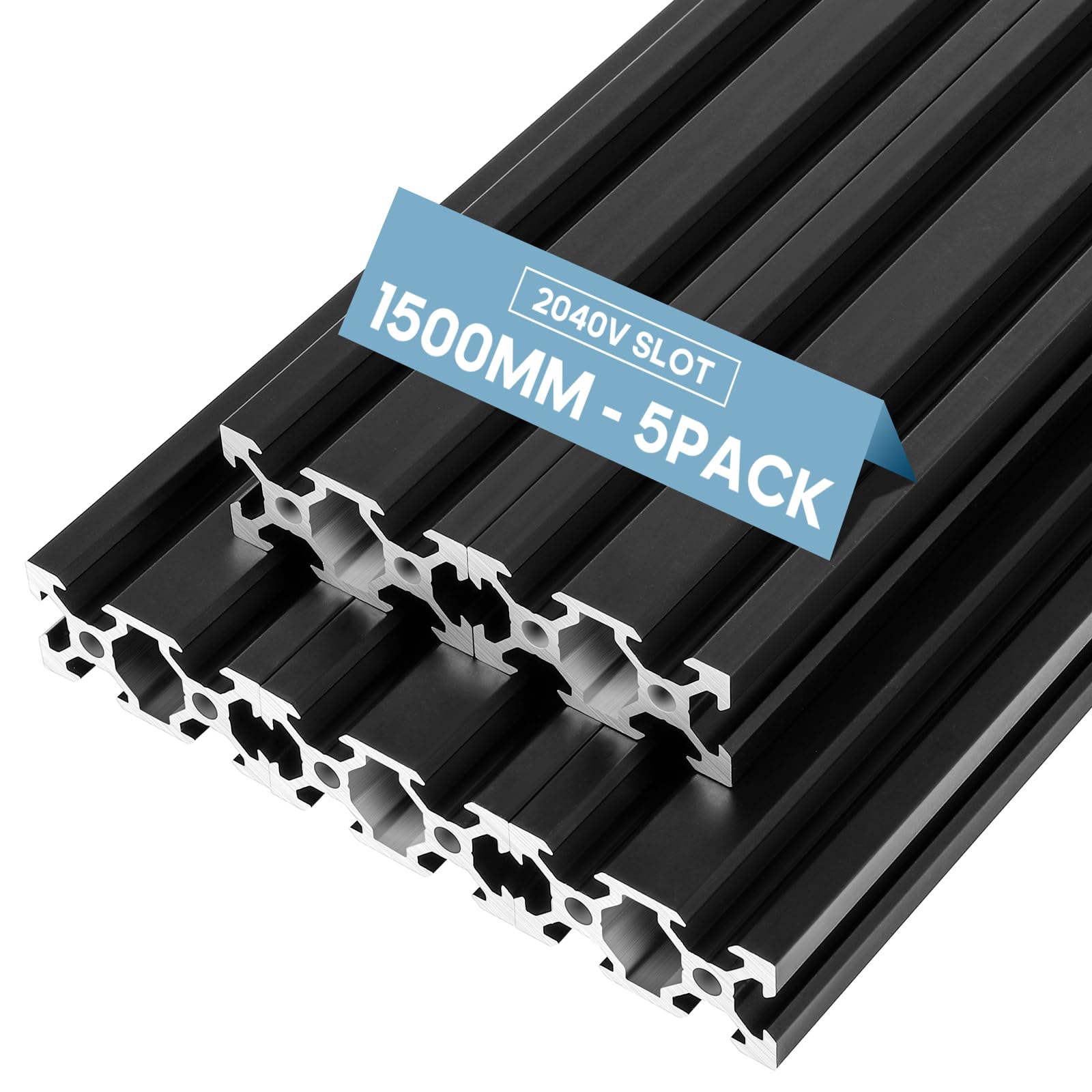 Photo 1 of 2040 Aluminum Extrusion European Standard, 5pcs V Slot 2000mm(78.7in) Length Anodized Linear Rail for 3D Printer Engraving Machine Workbench DIY, Black