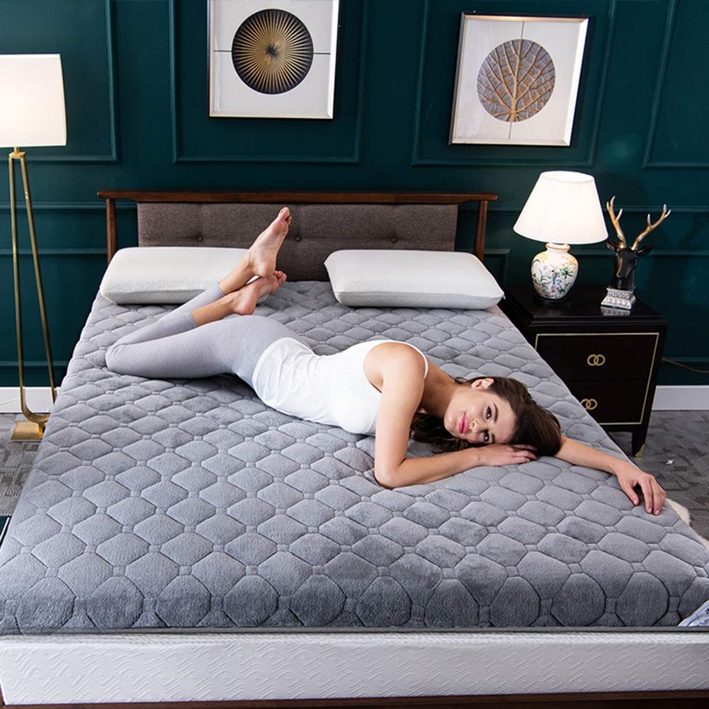 WYJHNL Matelas Futon Doux 6cm D'épaisseur, Matelas Tatami Japonais, Dortoir étudiant Pliant, Convient pour Le Sol et Lit, Gris, 160x200cm (63x79inch), Moelleux, Coton
