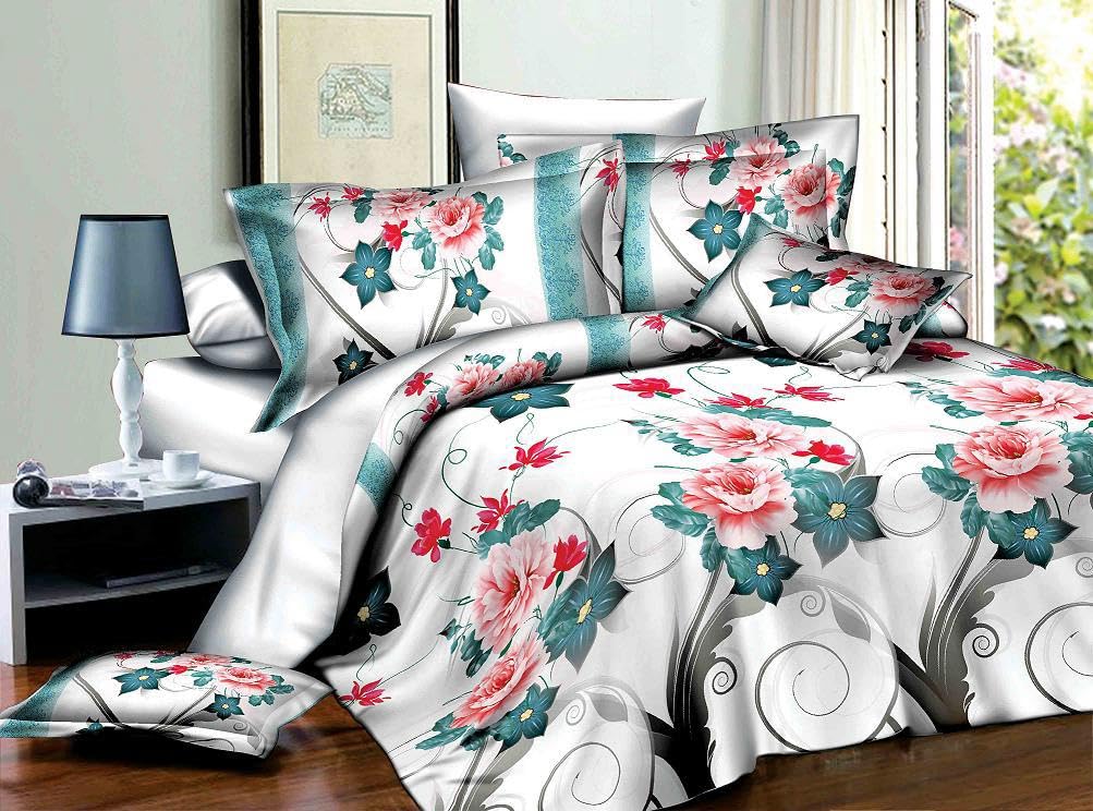 PRIME LINENS 3D Duvet Cover Set 4 Piece Microfiber Printed Design Quilt Cover Bedding Set with Pillow Cases and Extra Fitted Sheet Machine Washable (3D Printed 288, Super King 4 piece)