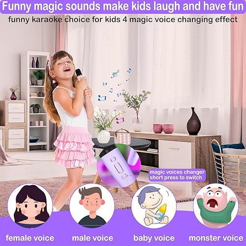 Miniatura 2 de Mini máquina de karaoke para niños y adultos, juguetes para niños y niñas, regalos para niñas y niños, altavoz Bluetooth con 1 micrófono inalámbrico