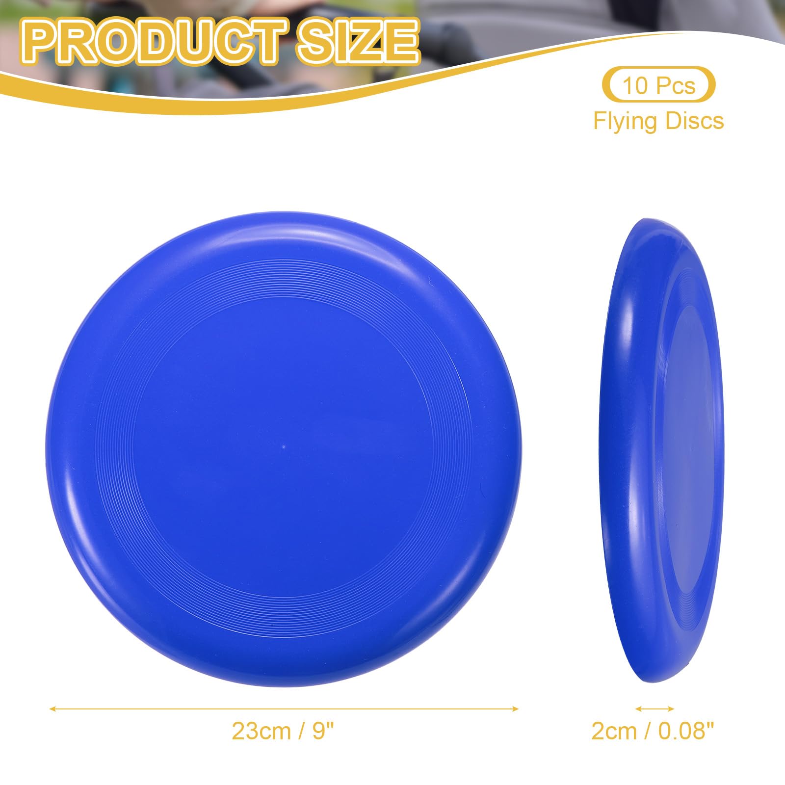 PATIKIL Flying Disc 9 Inch, 10 Pack Colorful Plastic Flying Disk Flyer for Outdoor Sports Training Playing Lawn Game, Blue