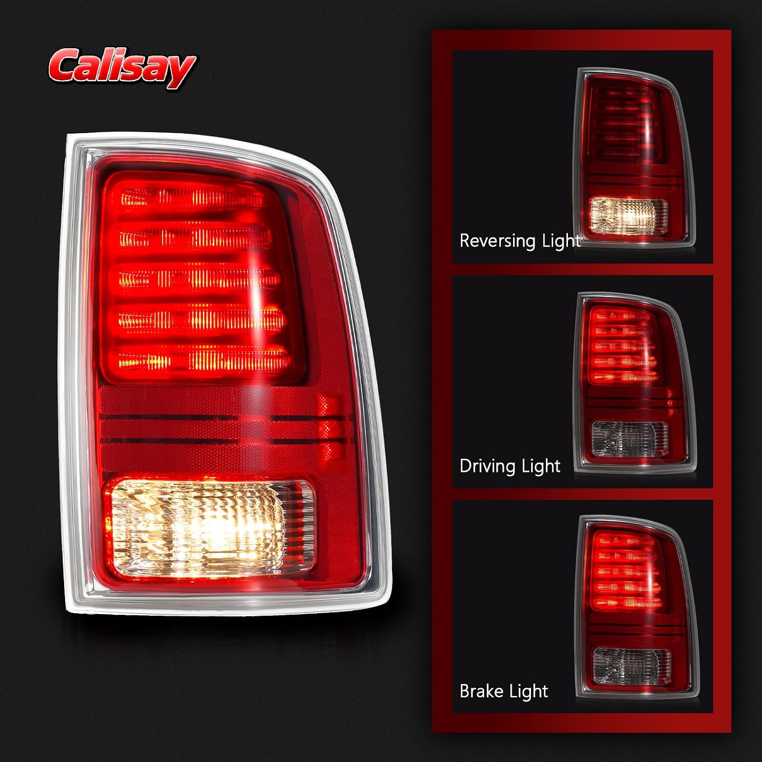 LED Tail Lights Compatible With 2013-2018 Dodge Ram 1500 2500 3500 Laramie/Limited/Longhorn Chrome Housing Taillights W/Bulbs Replace OME 68093078AC, 68093079AC, 68093079AB 68093078A (Pair)
