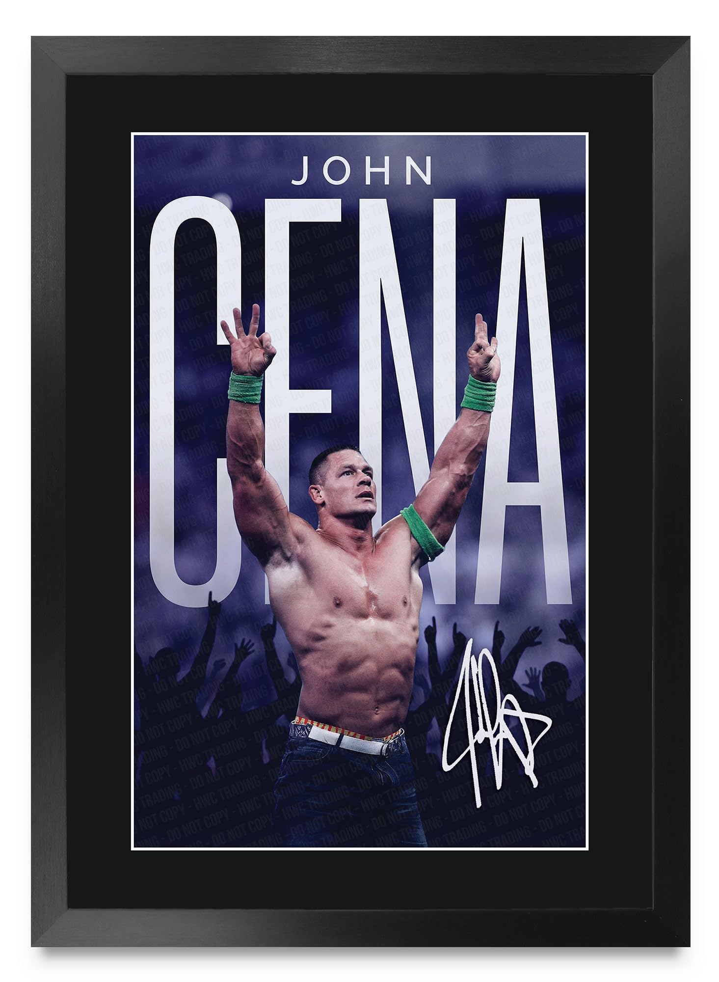 HWC Trading John Cena Gifts Printed Signed Autograph Picture for WWE & WWF Memorabilia Fans - A3 Framed (ID-006250)