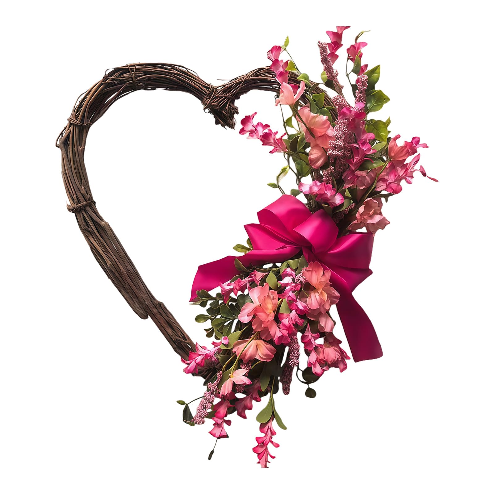 Klynovalu Valentine ' s Day Heart Wreath Artificial Rose Flower Wreath for Door Wall Window Wedding Backdrops Anniversary Decoration Versatile