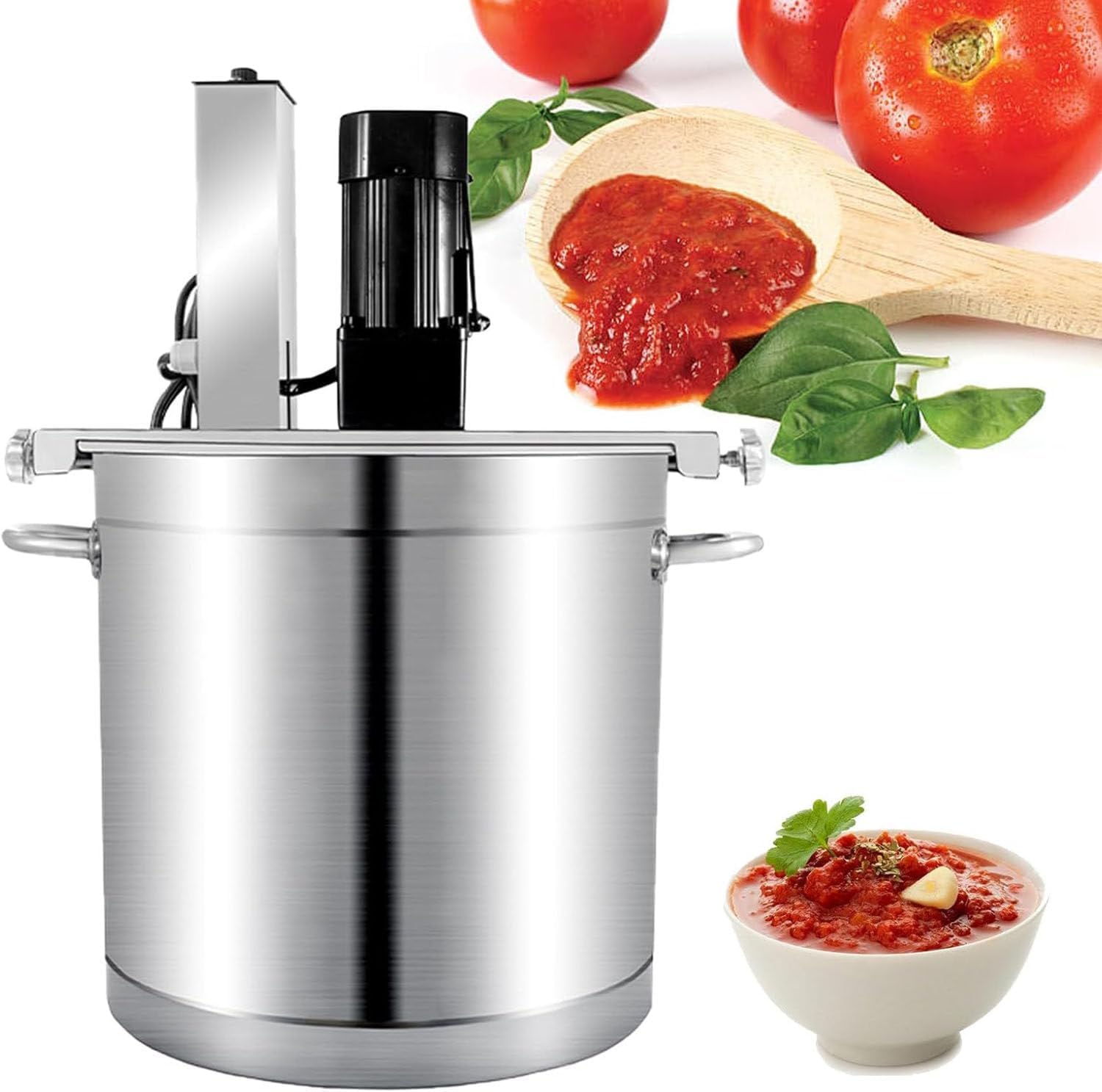 Batidora automática de alimentos, batidora eléctrica de acero inoxidable de 200 W, máquina mezcladora con calor para cocinar, agitador para sopas, salsas y pasta de chocolate, capacidad de 2