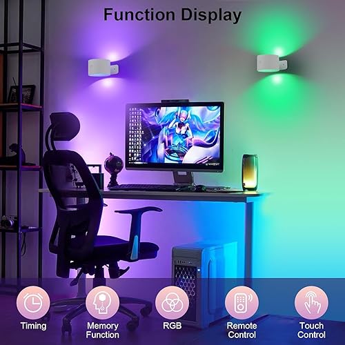 Miniatura 3 de LIGHTESS Lámpara de pared LED de 12 W regulable para interiores, lámpara de pared para dormitorio, sala de estar, pasillo, escalera, blanco frío