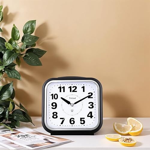 Miniatura 4 de Reloj despertador analógico grande de 5.5 pulgadas sin tictac, legible silencioso para personas mayores, fácil de configurar, alarma de elevación