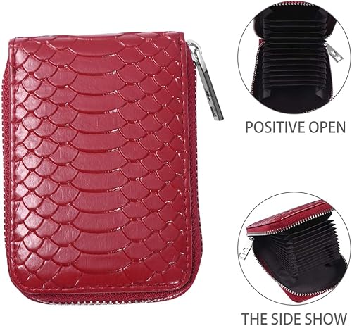 Miniatura 4 de KESYOO - Organizador de tarjetas de crédito con cierre de cremallera para tarjetas de crédito, color negro, Tarjetero, Burdeos