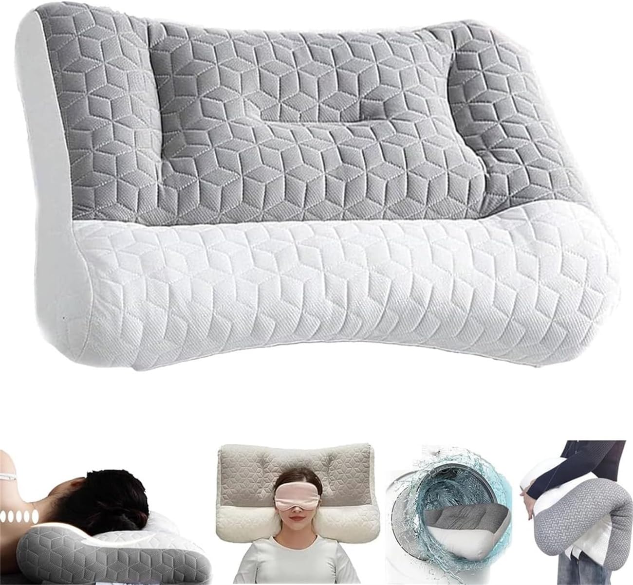 Restiva Pillow,Restiva Pillow for Sleep Apnea,Orthopedic Neck Traction Pillow,Restiva Ergonomic Pillow,Restivaco Neck Pillow,Orthopedic Deep Sleep Pillow,Ergonomic Pillow for Neck and Shoulder (Grey)