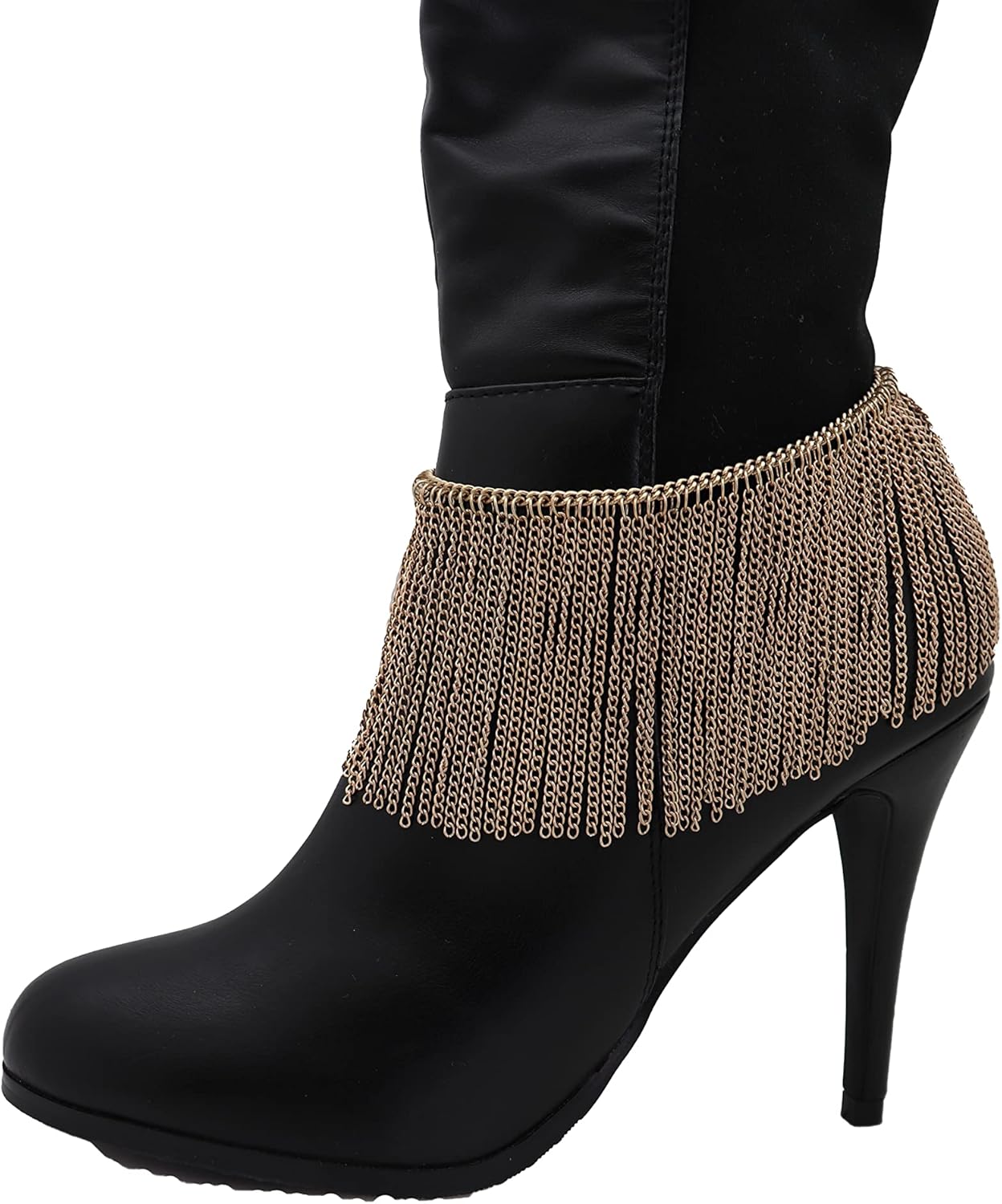 TrendyFashionJewelry Women Jewelry Boot Gold Metal Chain Bracelet Shoe Charm Strap Night Club Party Wrap Around Fringes