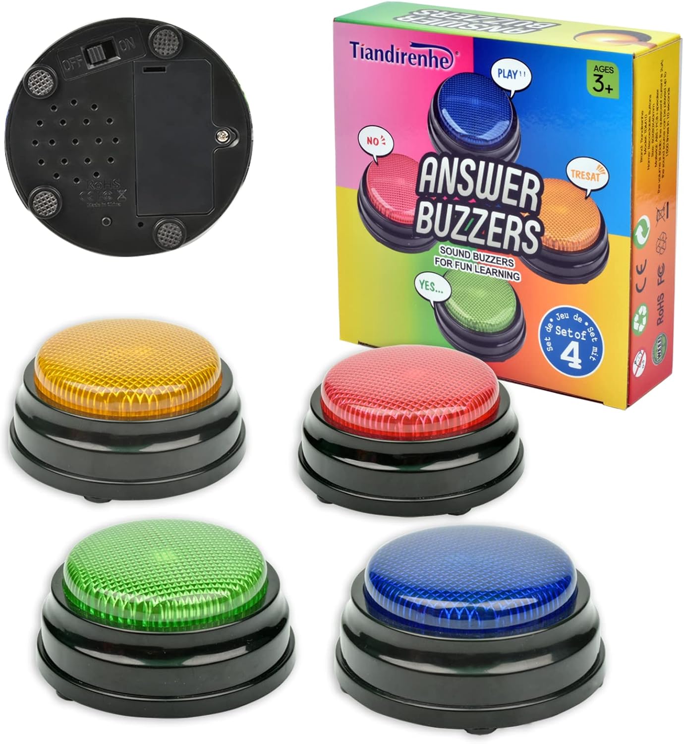 Tiandirenhe Recordable Answer Buzzers,Recordable Buttons for Dogs