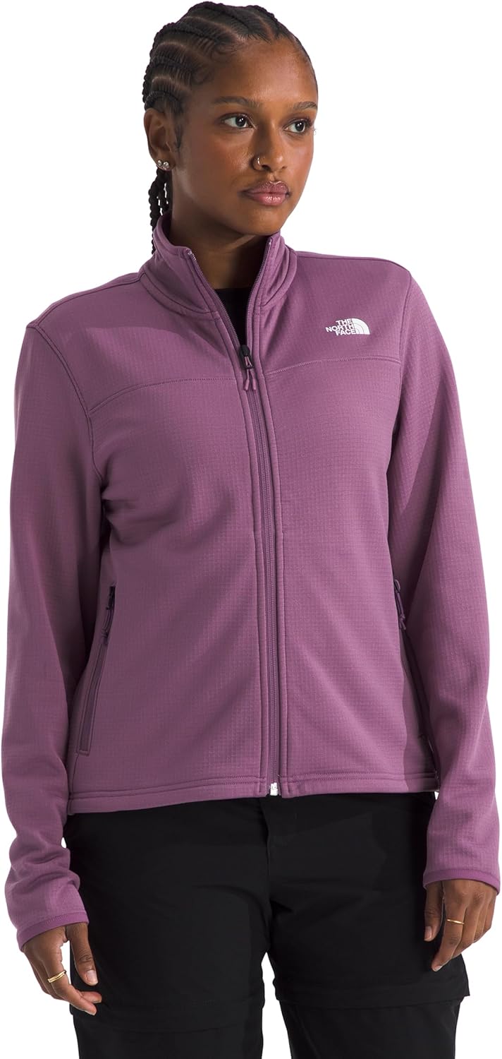The North Face womens Cedar Trail Grid Fleece Jacket - Soft Fleece Zip Up Jacket, Secure Zip Pockets, Stretch Fabric
