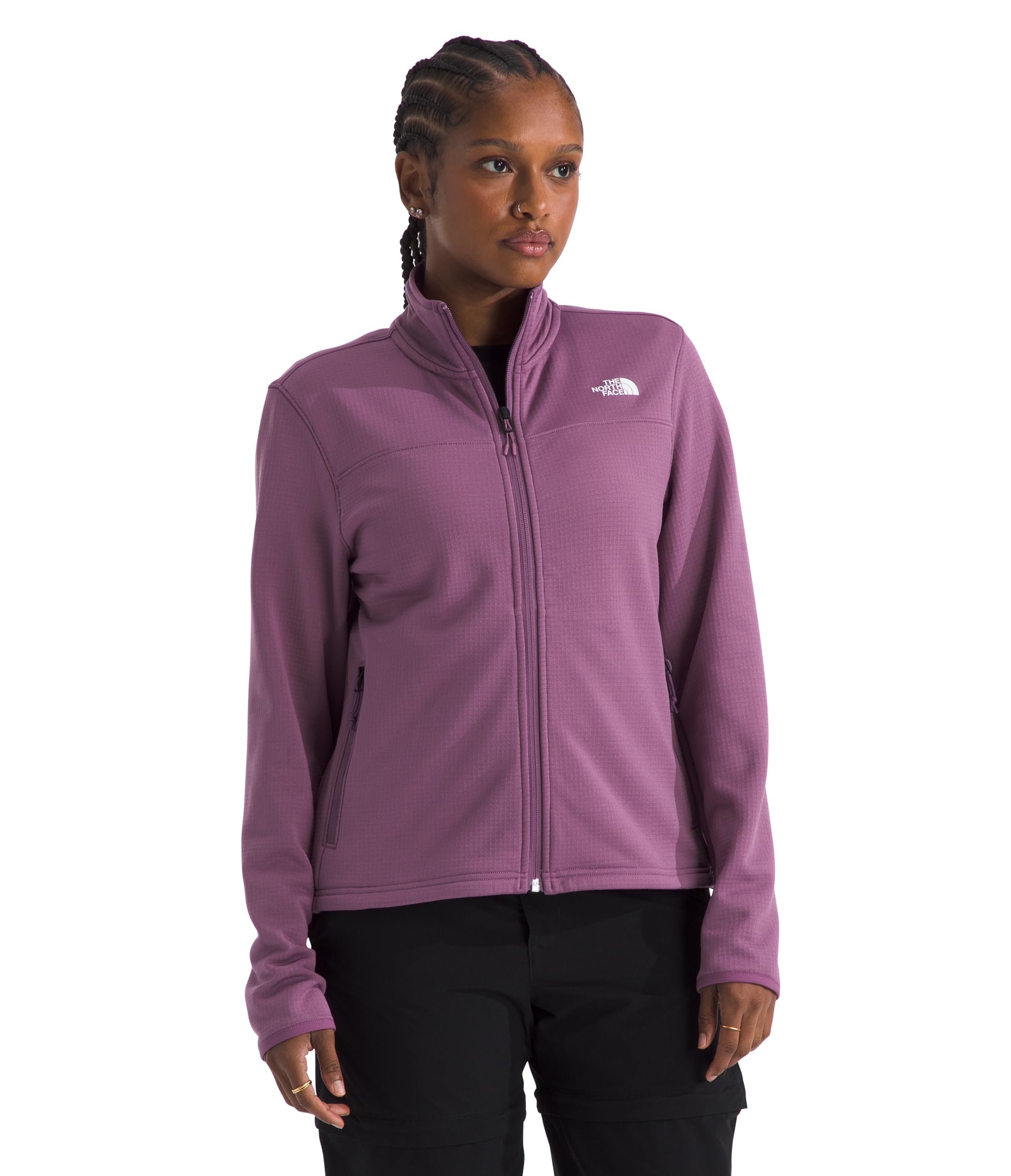 Photo 1 of The North Face Women's Cedar Trail Grid Fleece Jacket - Soft Fleece Zip Up Jacket, Secure Zip Pockets, Stretch Fabric, Chroma Purple, Medium