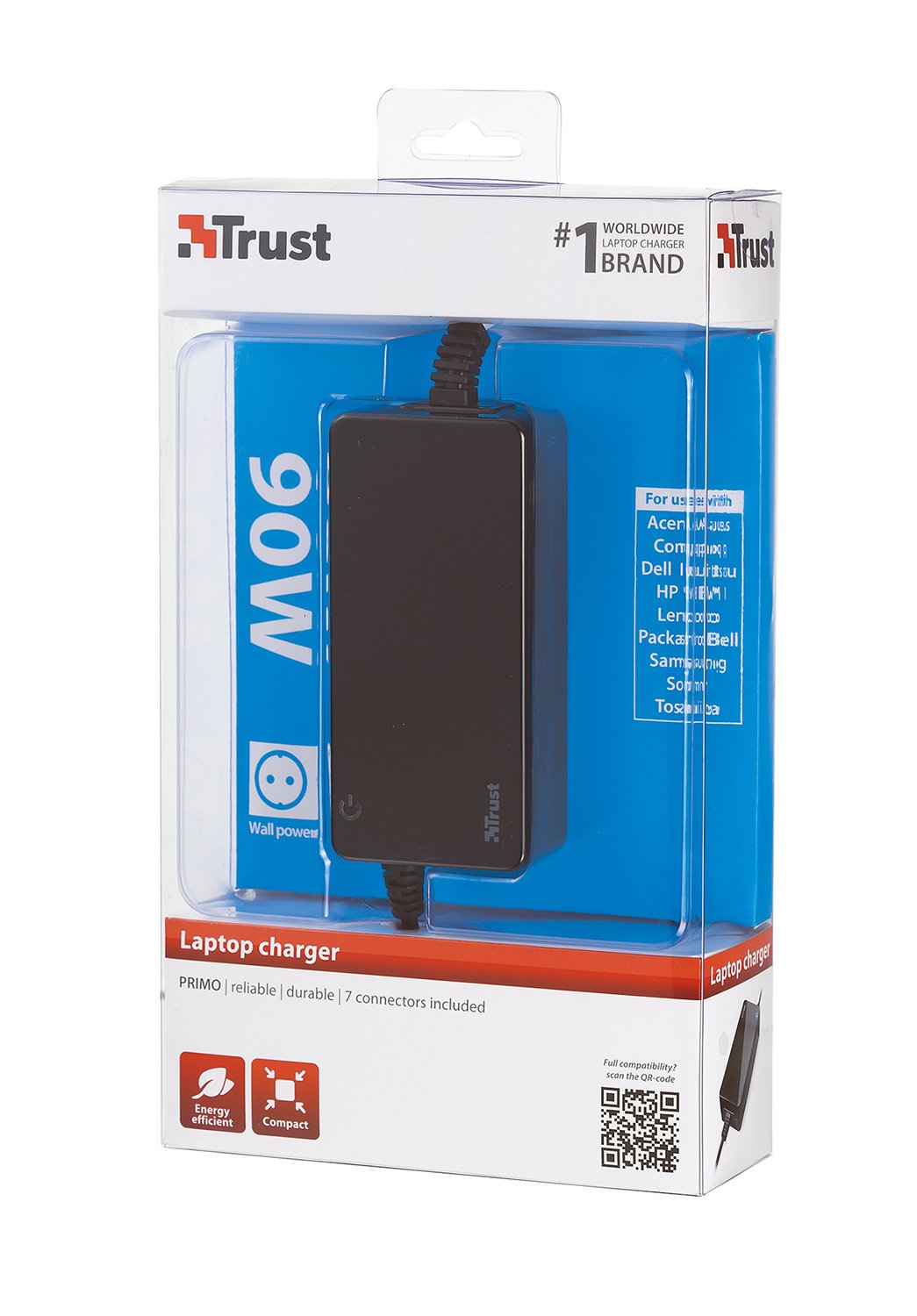 Trust 19139 - Fuente de alimentación Universal (90 W, 90 W, 54 mm, 117 mm), Color Negro