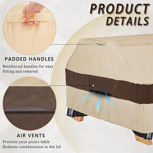 Miniatura 3 de Fundas de mesa de pícnic impermeables de 76 pulgadas para exteriores, tela Oxford resistente para muebles de exterior, juego de mesa de picnic de 6