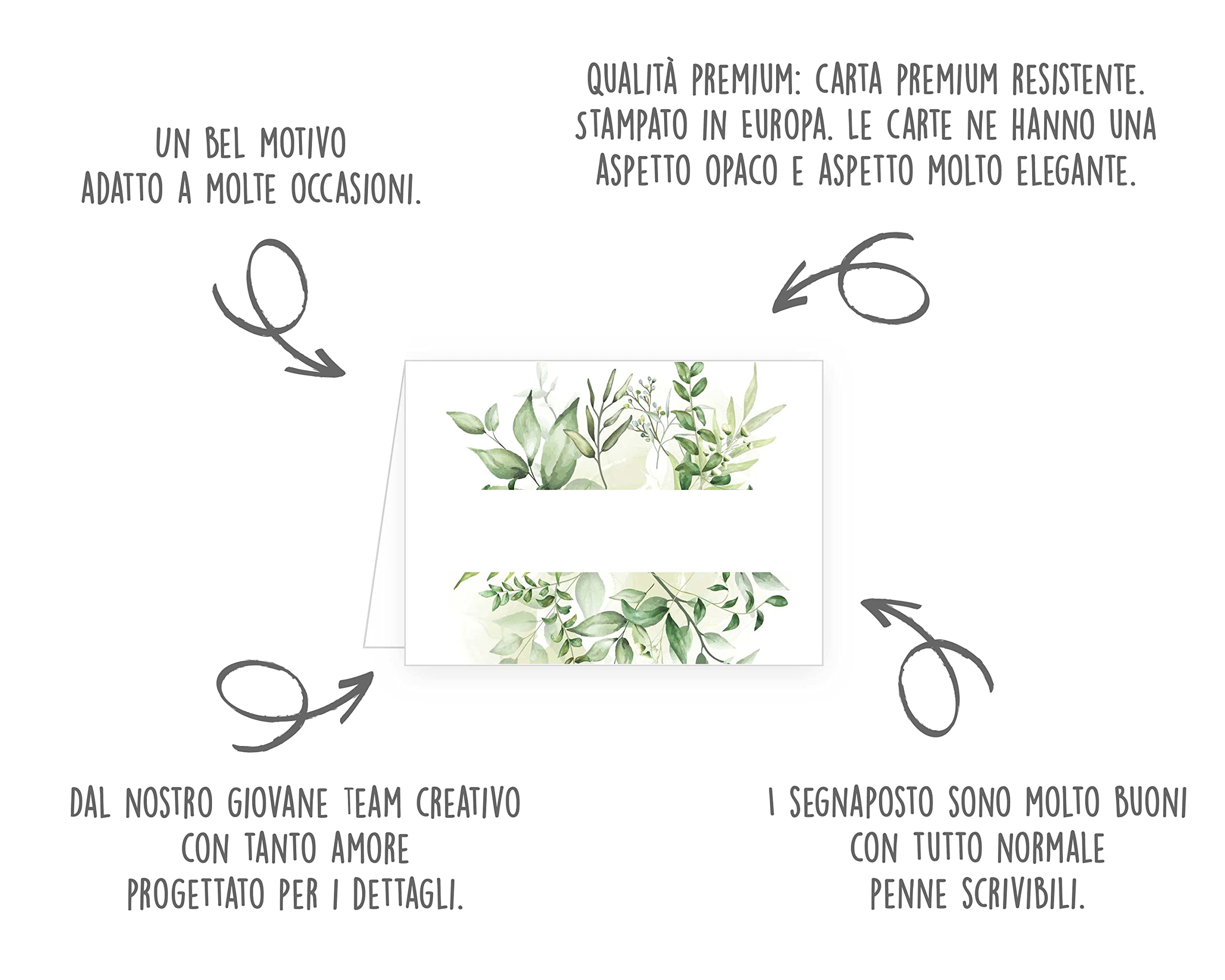 Segnaposto Per Matrimonio, Compleanno, Battesimo - 50 Biglietti Argento Con Eucalipto - Foto 11