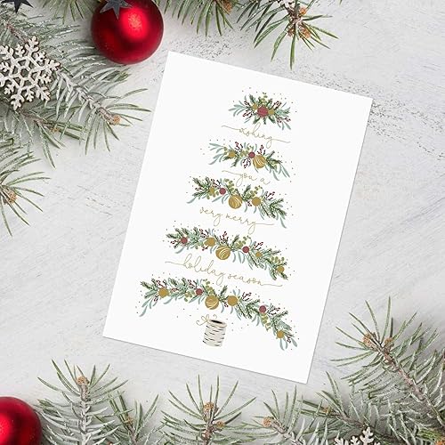 Miniatura 4 de Between The Branches - Tarjetas navideñas de papel de aluminio dorado, 16 tarjetas de Navidad en caja con sobres forrados de aluminio, tarjetas de