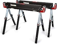 Steelman Folding Sawhorses Set of 2: Adjustable Height, 2600 lb Capacity, Steel Construction, 2x4 Support Arms
