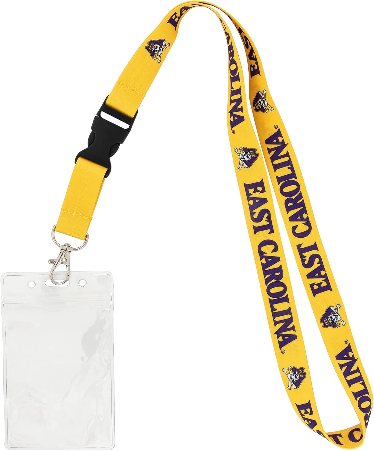 Desert Cactus East Carolina University Lanyard ECU Keychain Car Keys College ID Badge Holder Breakaway Snap Buckle (Yellow with Pouch)