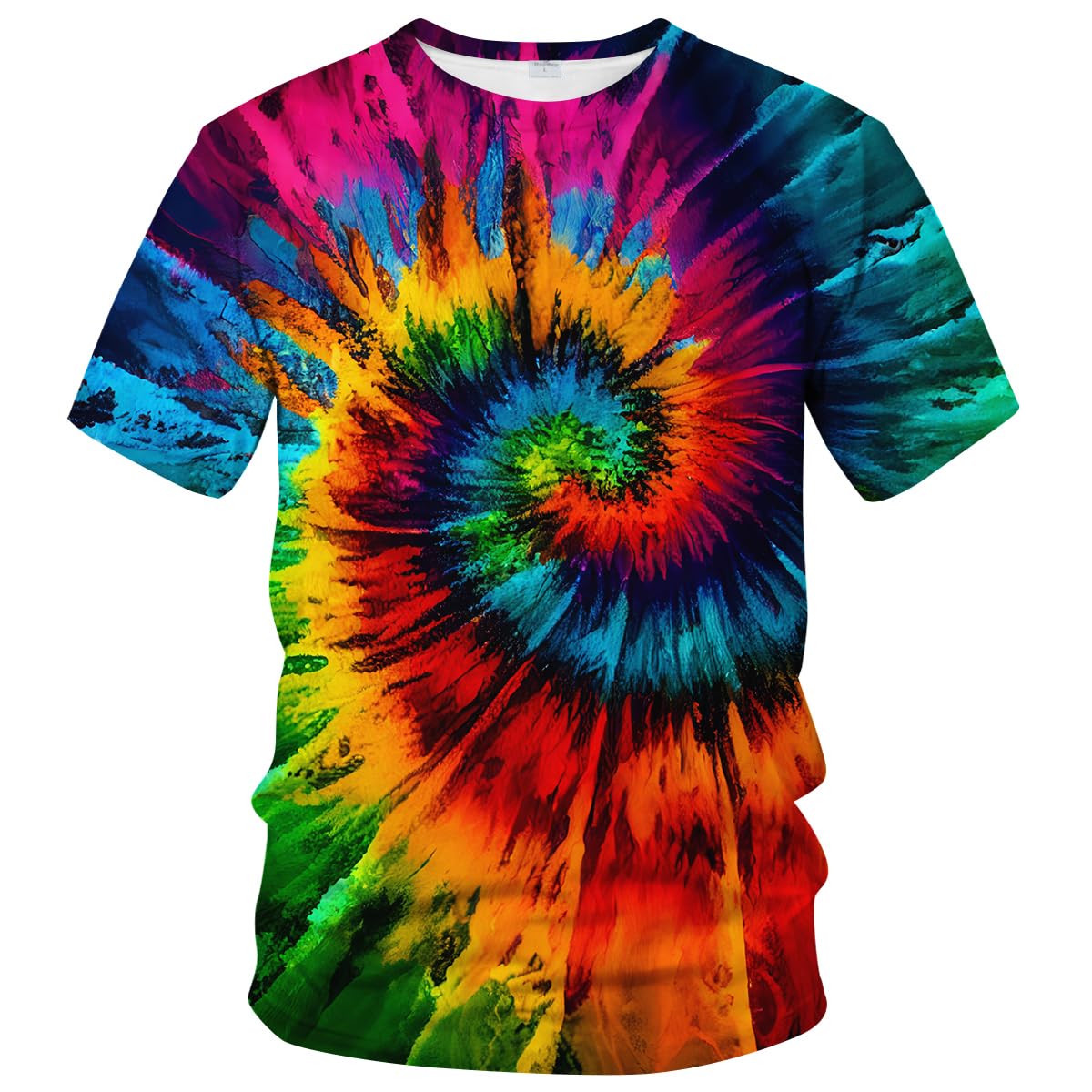 RASBCTK Tie Dye Shirts for Men Women, Short Sleeve Mens Tie Dye Shirt, Rainbow Tie Dye T-Shirts Tee, Colour, XXXXL