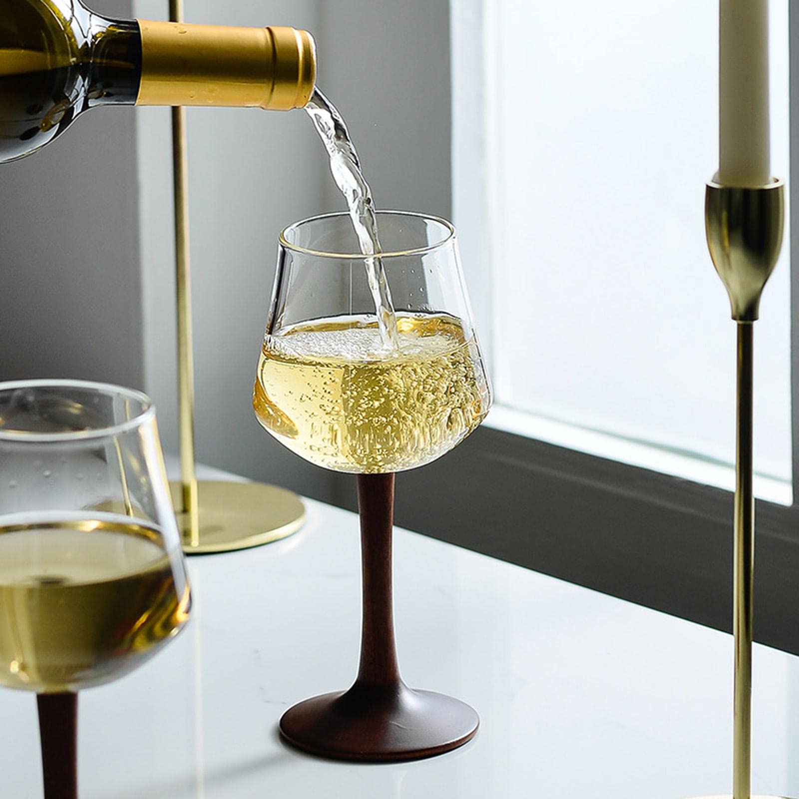 Juego de 3 copas de vino tinto sopladas a mano para fiesta aniversario degustación de vino, estilo 3