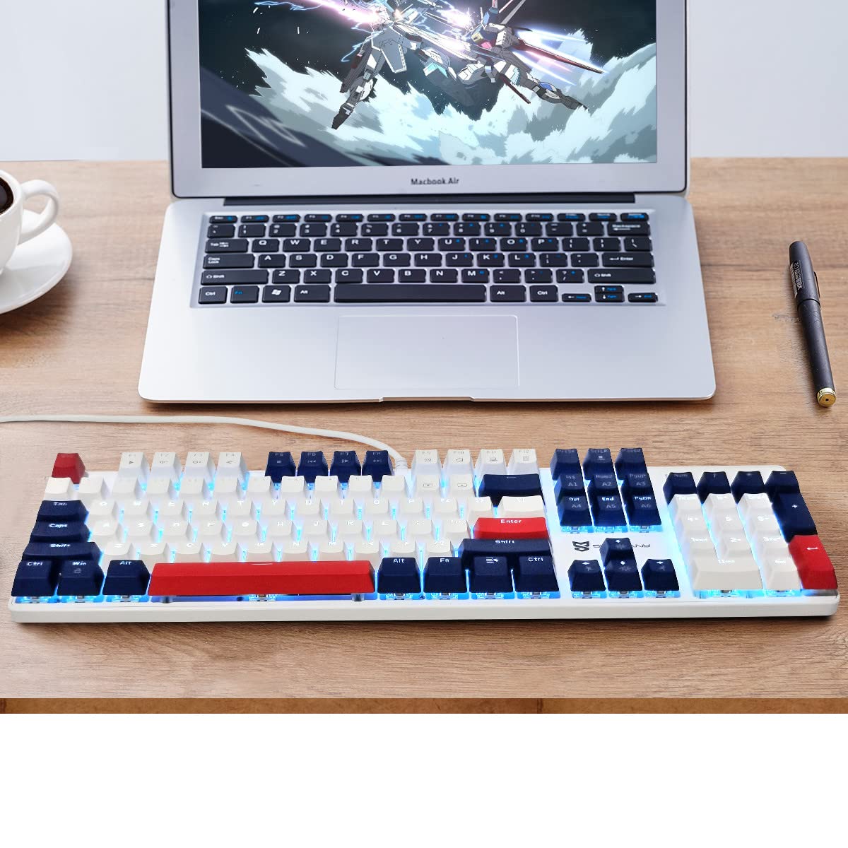 Qisan Mechanical Gaming Keyboard Wired Blue Led Backlit Keyboard Blue Switch Full Size 104 Keys US Layout | Computer Mechanical Keyboards — view 5