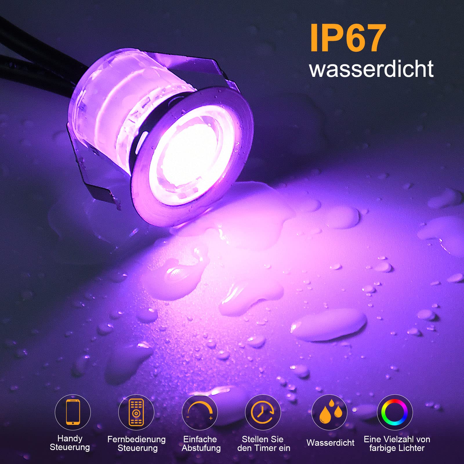 20er WIFI RGB Led Bodeneinbauleuchten Arbeitet mit Alexa,RGB LED Einbaustrahler DC12V Ø30mm 0.6W LED Boden WiFi Wireless Smart Phone