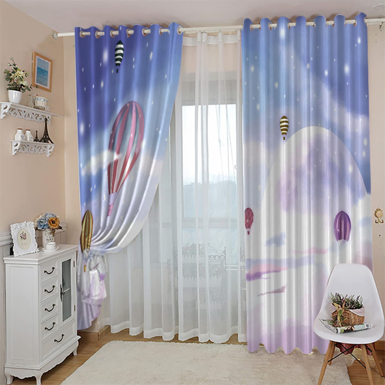 EHZQX Tende Oscuranti Camera Da Letto Bambini 170x200cm 2 Pannelli Tenda Oscurante Con Occhielli Per Interni Soggiorno Cucina Stampa 3D Arte Astratta Blu Motivo Decorazione Da Finestre