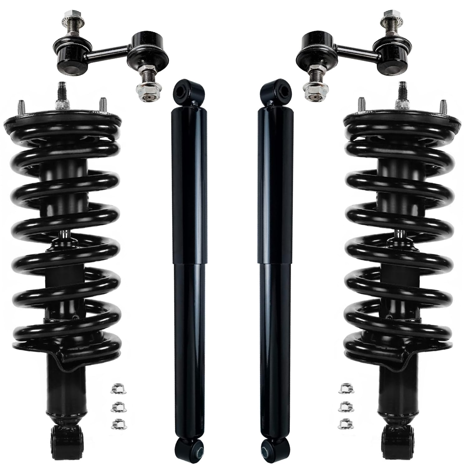 Detroit Axle - 6pc Struts Shocks Kit for RWD 2004-2015 Nissan Titan 2 Ready Struts with Coil Spring 2 Front Sway Bar Links 2 Rear Shock Absorbers Replacement Suspension