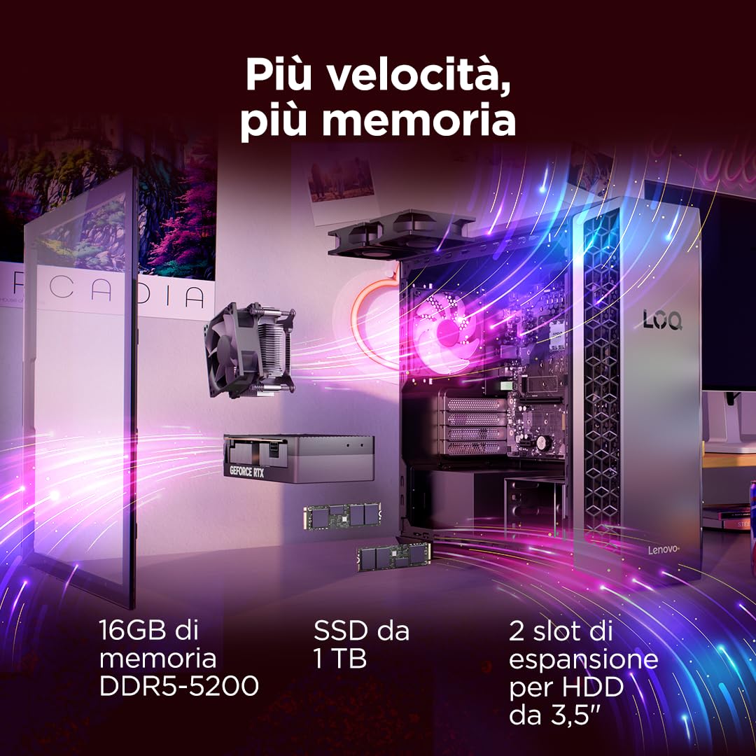 Lenovo LOQ Desktop Gaming Computer 26L | NVIDIA GeForce RTX 5060 Ti 8GB GDDR7, AMD Ryzen 7 8745HX, 16GB RAM DDR5, 1TB M.2 2280 PCIe 4.0x4 NVMe, Windows 11 Home