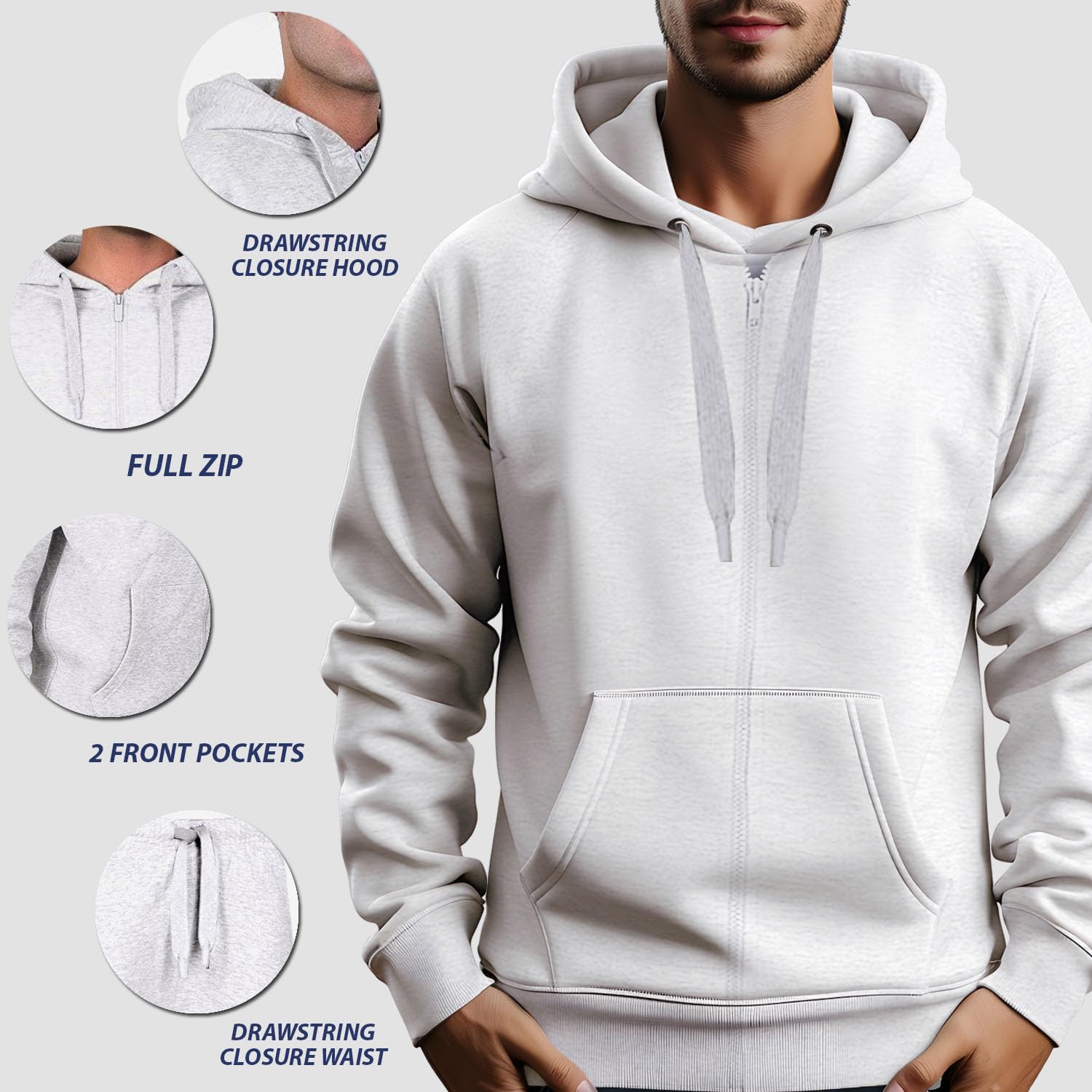 NOROZE Contraste de Cuerda Forro Polar Gimnasio Conjunto del Chándales Pantalón Jogging Capucha Sudaderas para Hombre Talla S M L XL XXL