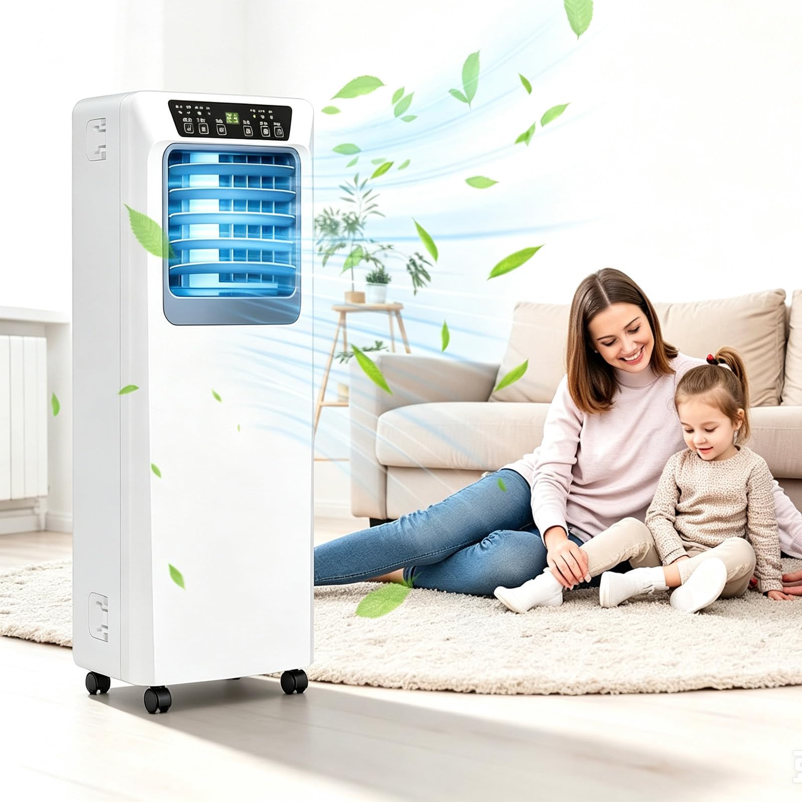 Unidad de Aire Acondicionado portátil de 9000 BTU, Enfriador de Aire y deshumidificador 3 en 1 para Habitaciones de hasta 25 m², refrigeración de bajo Consumo, Funcionamiento silencioso, para