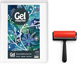INNOVAYOU 5 * 7inch Gel Plate, Waterproof and Washable Gel Printing Plate with Press Rubber, Suitable for Card Making, Art...