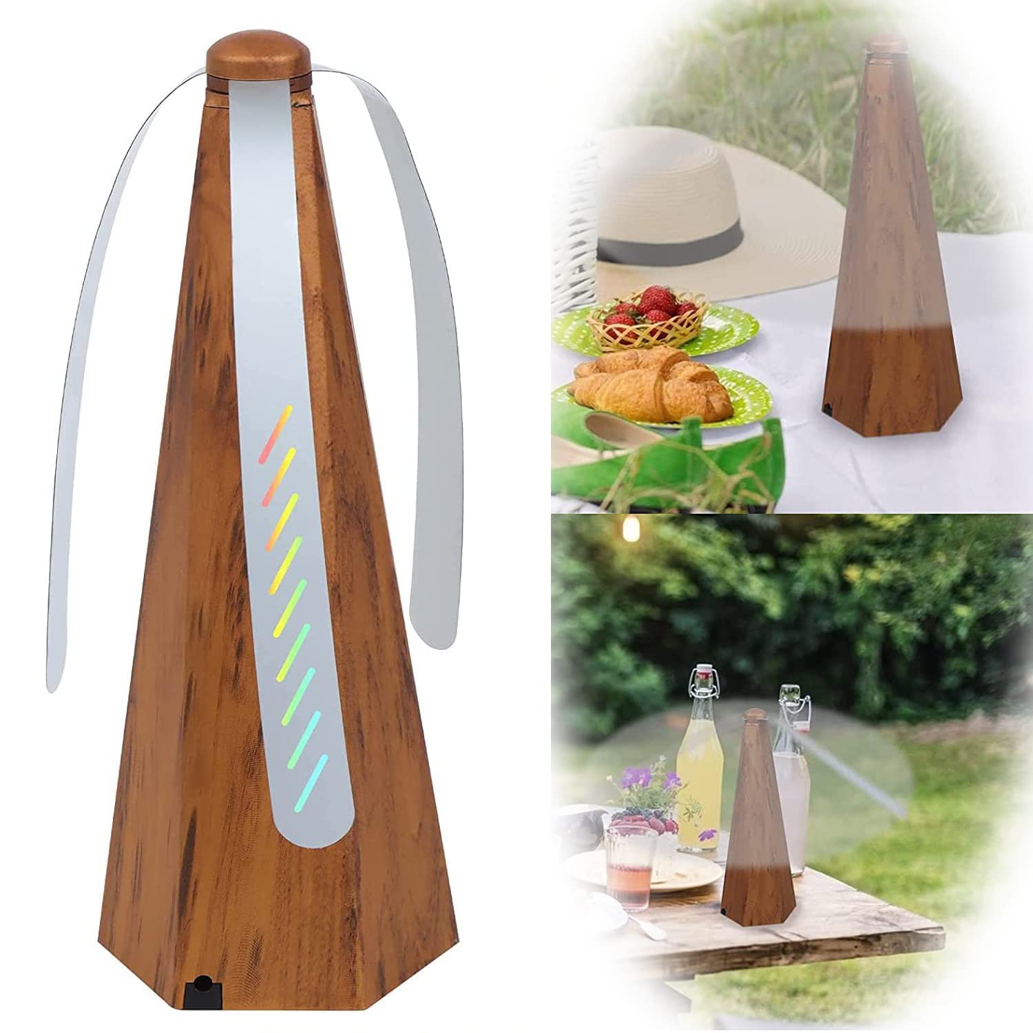 ELECDONFly Repellent Fan for Tables Insects Food Protector Fan Portable Wood Grain Table for Outdoor Indoor Keep Flies Bug Away from Your Food Picnic Camping Meal Home Hotel without Chemicals 1 PCS
